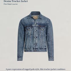 Polo Ralph Lauren Set Outfit Paint Splatter Denim Trucker  Jacket Medium Classic Fit 32x30