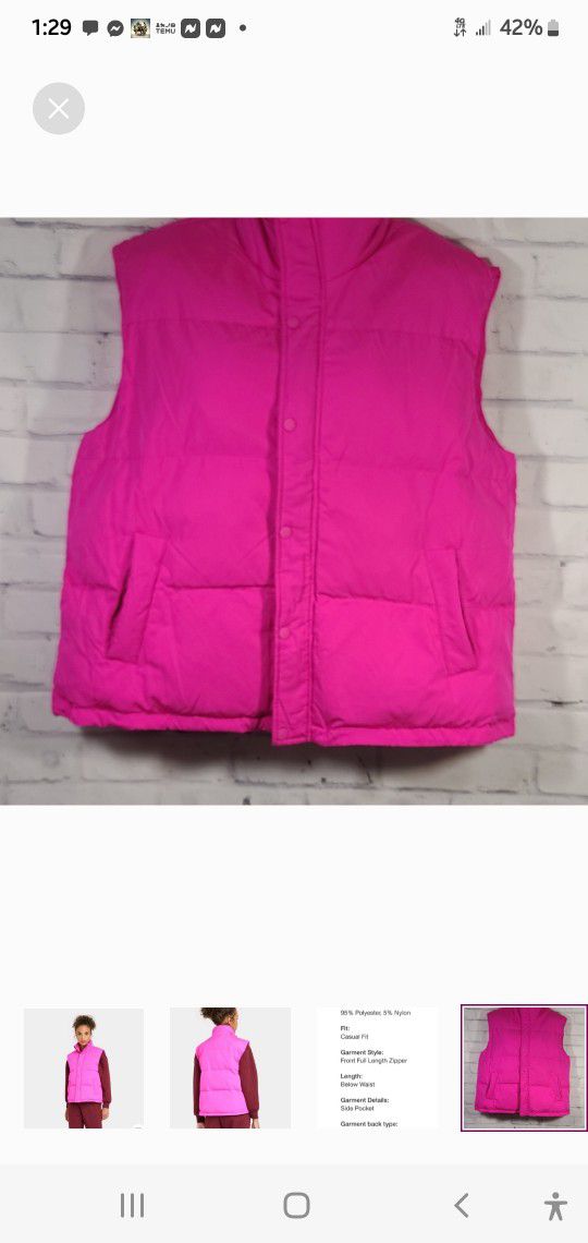 Iniversal Thread hot pink plus size Puffer vest SIZE 2X