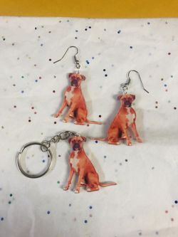 3 pc acrylic German Boxer Dog Jewelry Set