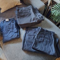 DICKIES 11 INCH SHORTS NAVY BLUE PANTS 36 30 CLASSIC FIT 2 T  SHIRTS  WORK CLOTHES MECHANIC GEAR WEAR USED 