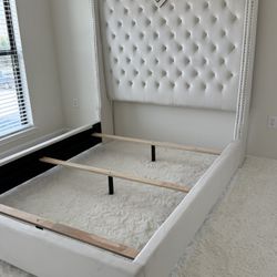New King Size Tall Creme Bed Frame 