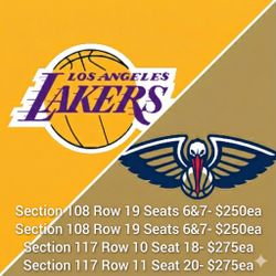 Los Angeles Lakers Vs New Orleans Pelicans 6:00pm