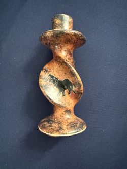 Bronze/Black Metal Spiral Taper Candle Holder, Safari Animal Print Rustic