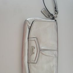 Silver clutch Coach handbag 