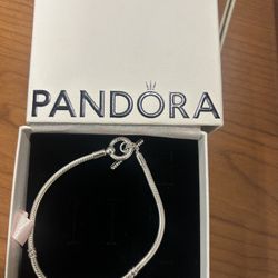 pandora T bar silver snake chain bracelet 