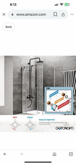 gotonovo Exposed Bathroom Shower Faucet Wall Mounted Outdoor Shower System 8 Inch Shower Head and Tub Spout Double Cross Handles Bronze C4
