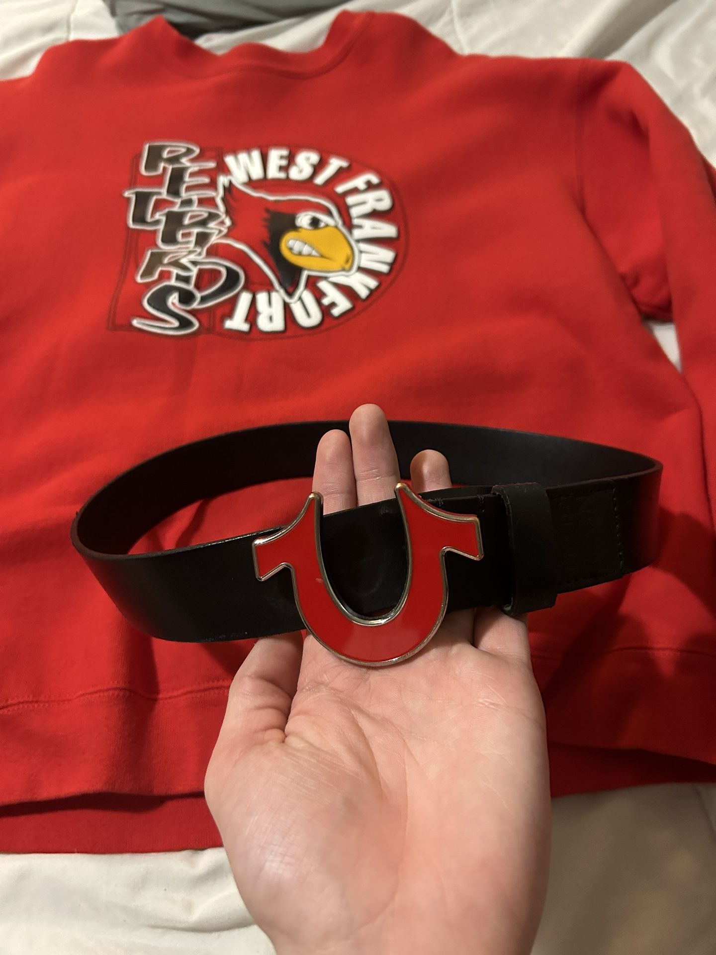 Red true religion belt