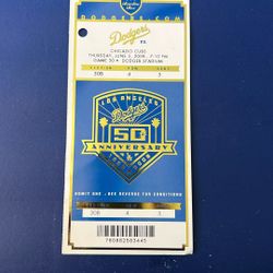 Los Angeles Dodgers 50th Anniversary Ticket 
