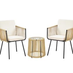 Yaheetech 3 Piece Patio Rattan Bistro Set