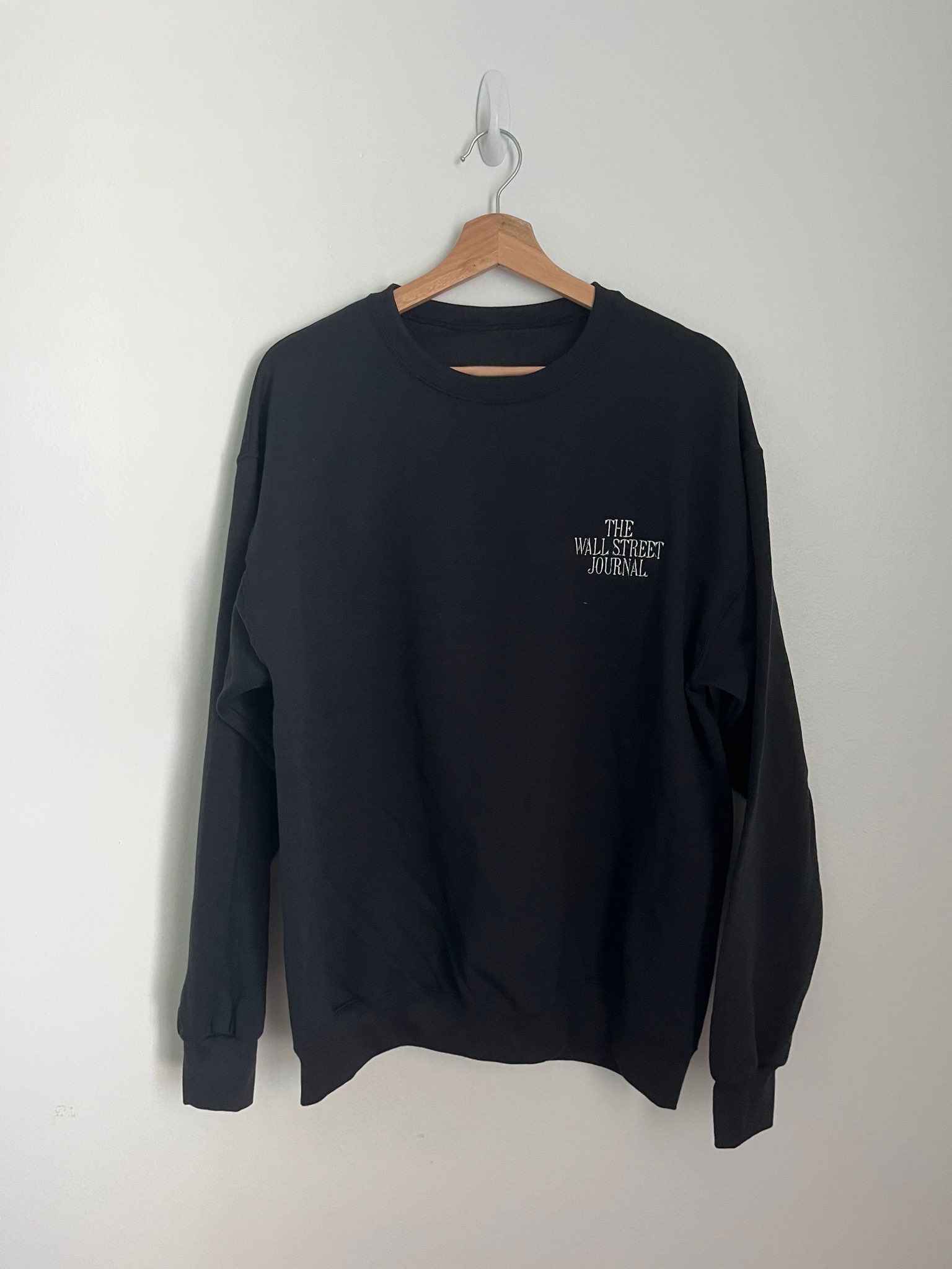 Black The Wall Street Journal Newspaper Embroidery Crewneck Sweatshirt