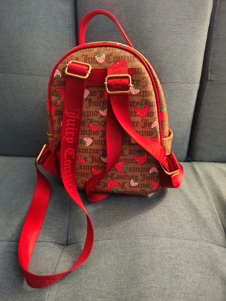 Juicy Couture Rosie Mini Backpack Strawberry Chestnut/Red New