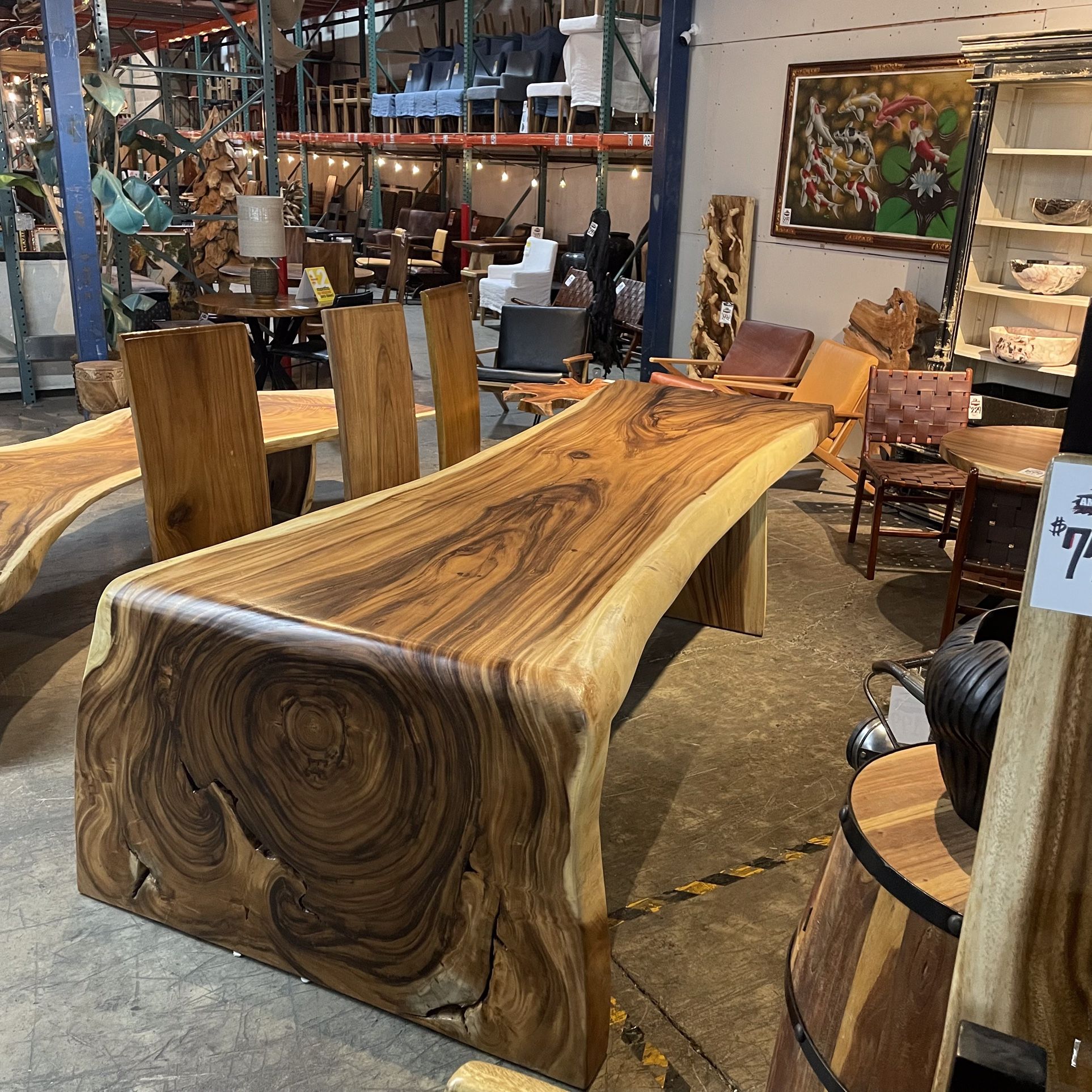 Solid Monkey Pod Waterfall Dining Table