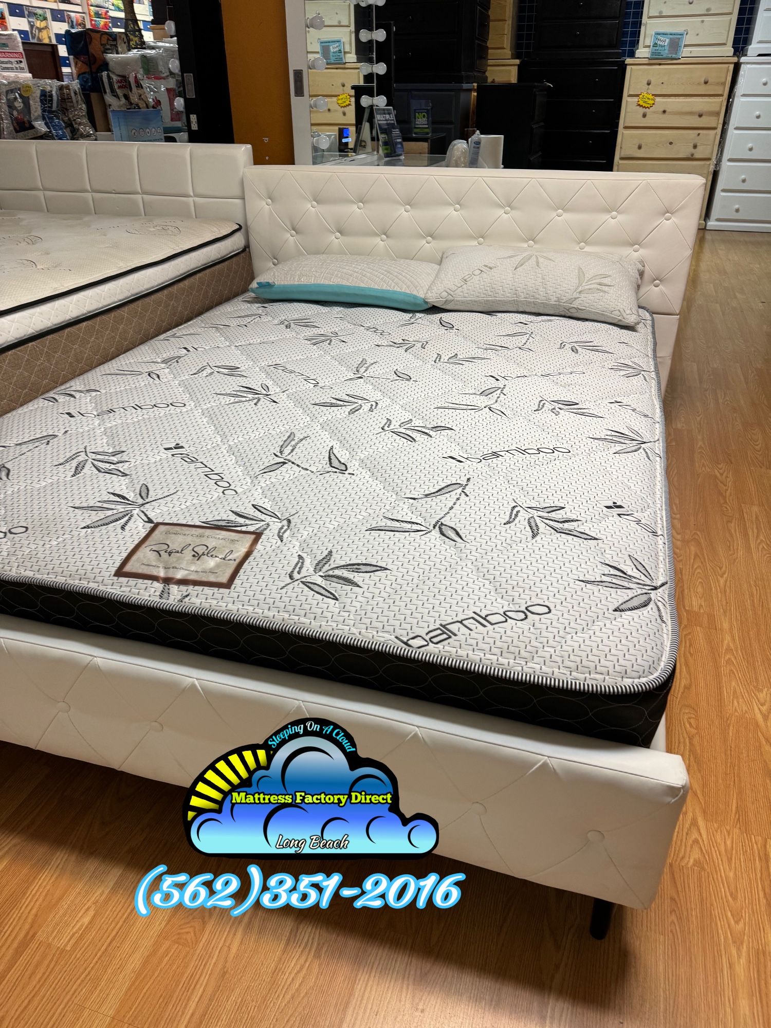 Bamboo Queen Mattress And Box Set With Frame