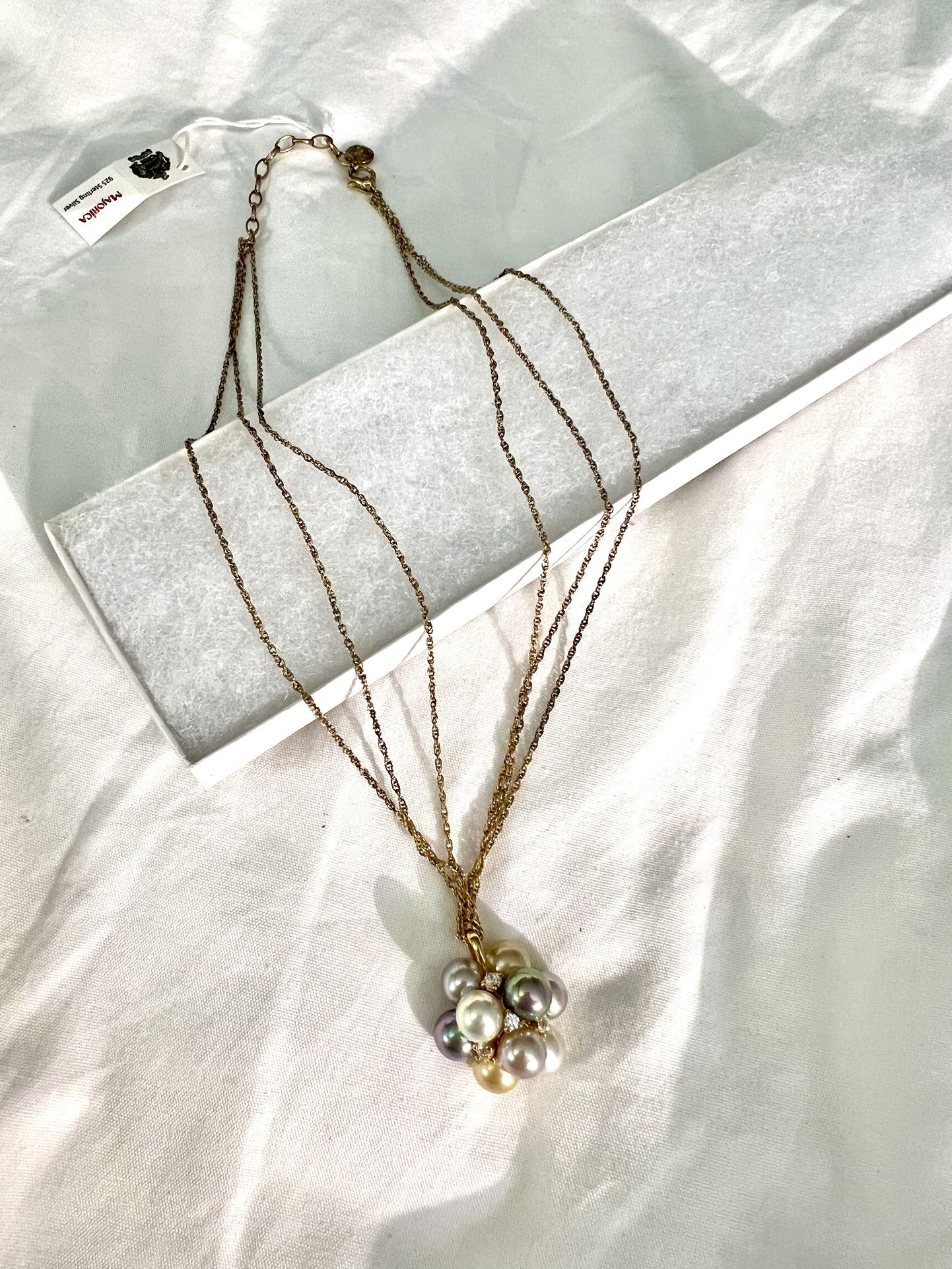 3pc New In Box Majorica 6 Strand 925 Sterling & Pearl Cluster Set