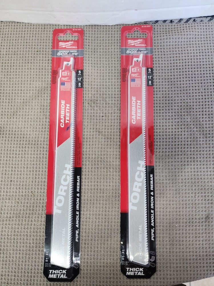 Milwaukee 5pk. 12" Carbide Teeth Sawzall Blade $35 Pk. Brand New (Price Is Firm)