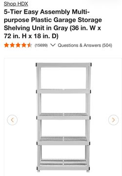 HDX 5-Tier Plastic Garage Storage Shelving Unit