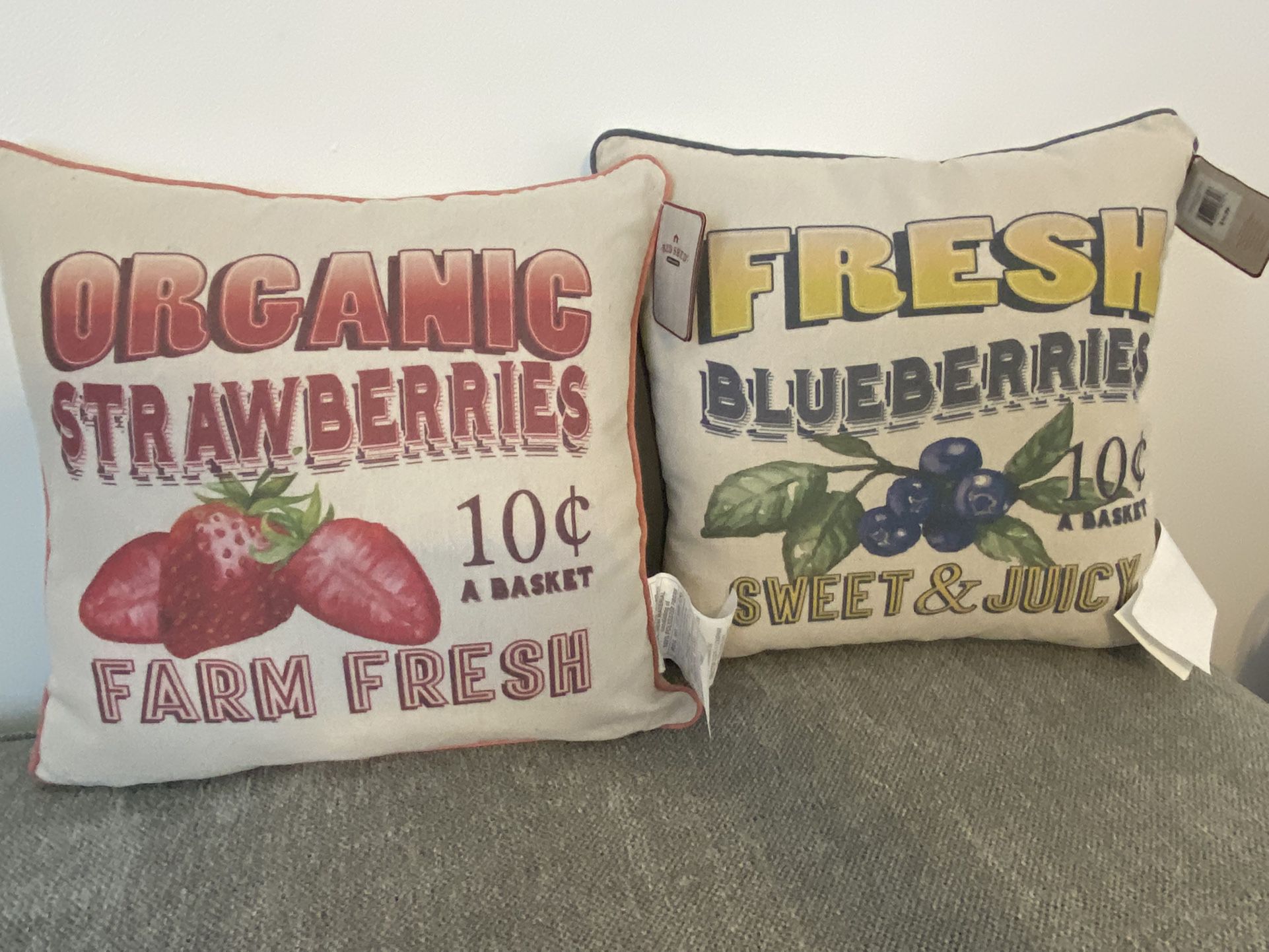 Set Of NWT Farmhouse Accent 16x16 Stuffed Pillows 2 Pillows