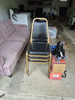 3 Gold And Black Chairs