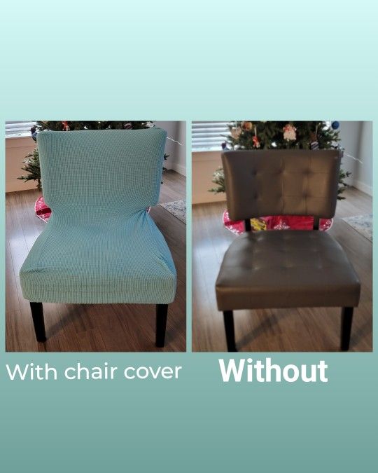 Extra Wide Faux Leather Grey Accent Chair with Cover!