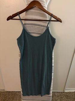 Teal Ribbed Spaghetti Strap Mini Dress