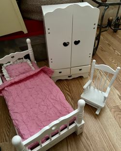 CHRISTMAS  American Girl Doll Bed, Chest And Rocking Chair