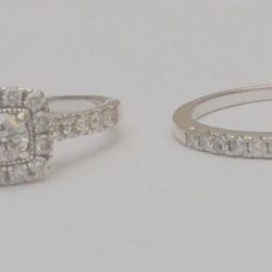 White gold diamond ring preowned wedding set white gold 0.96 tcw size 7.75