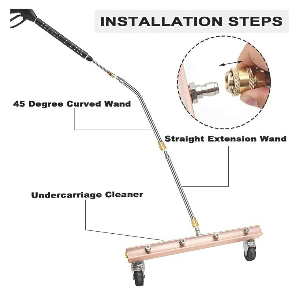 Pressure Washer Undercarriage Cleaner, 13 Inch Pressure Washer Broom, Under Car Wash with 1 Pcs Extension Wand - 4000 PSI