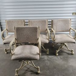 4 Rolling Swivel Chairs And Bar Stools