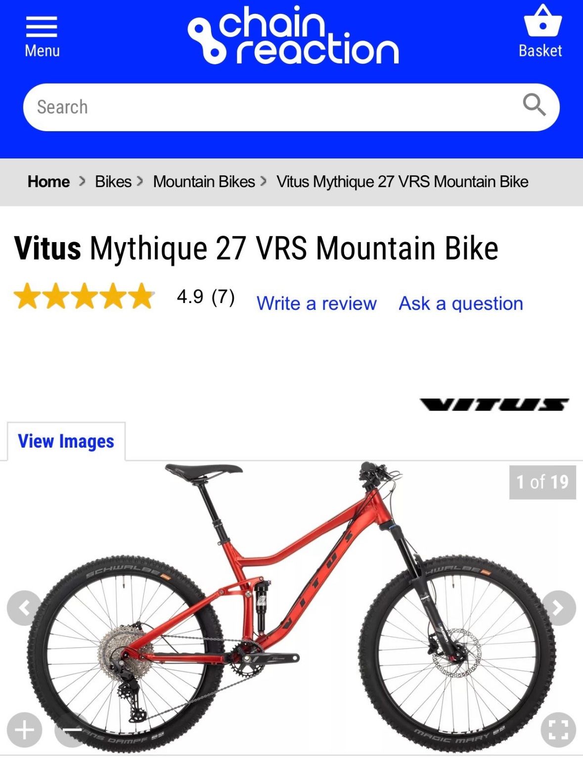 2021 Vitus Full Suspension Bicycle