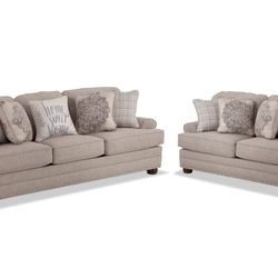 Charleston Beige 90'' Sofa & 66'' Loveseat 