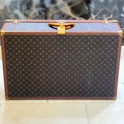 Authentic Vintage Louis Vuitton Monogram Hard Travel Case Trunk Alzer 80 & certificate