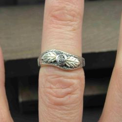 Size 5 Sterling Silver Rose With Flower Accents Thick Band Ring