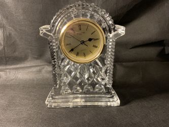 Vtg Waterford Crystal Gold Face Mantle Carriage Clock