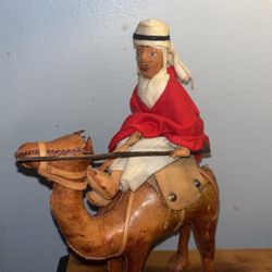 Vintage Leather Doll Camel Arabian Rider