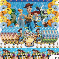48PCS Toy Story Birthday Party Supplies Set, Including Happy Birthday Banner, Ba