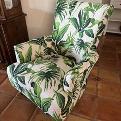Linon Junnell Arm Chair, Leaf Print 