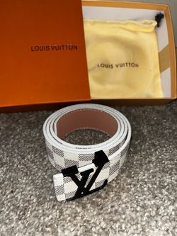 White Checkered LV Mens Belt