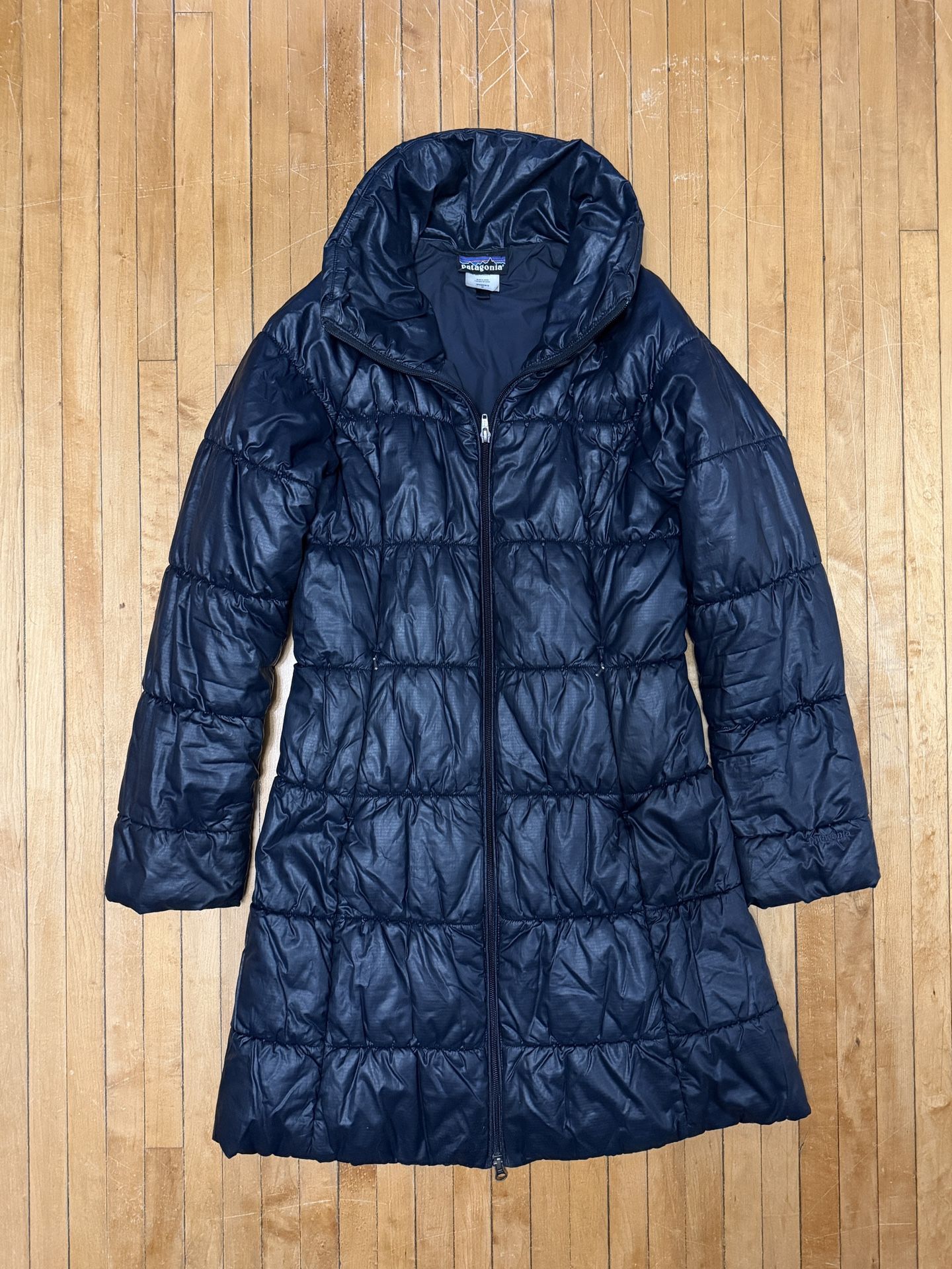 Patagonia Lidia Parka Quilted Long Puffer Outdoor Coat Women’s Dark Blue Sz. S
