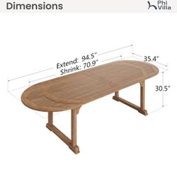 Outdoor Acacia Dining Table 94 Inches 