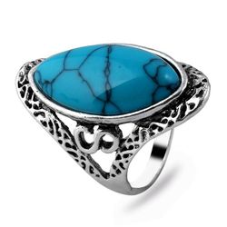 Vintage Jewelry Women's Silver Ring Sterling Silver Size 7.5 Color Blue