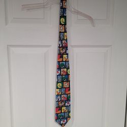 Vintage 90s Looney Tunes Character Block Tie ~ Stamp Collection, Bugs Bunny, Taz