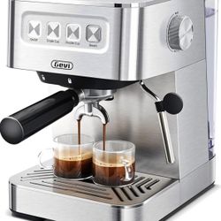 20 Bar Espresso Machine with Steam Milk Frother, Compact Stainless Steel Coffee Maker for Home