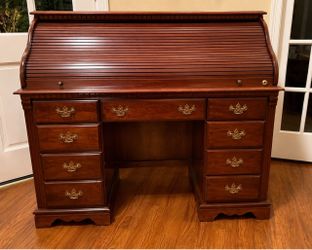 Cherry Wood Roll Top Desk with Drawers