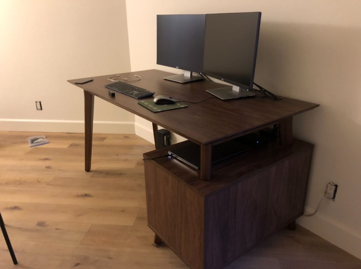 Mid Century Desk 60" x 30" with Cable Cabinet