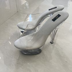 Open Toe Clear Heel  Platform Stilettos