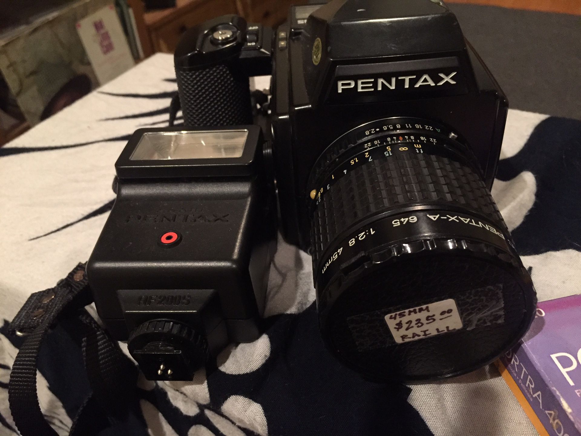 Pentax 645 with lens and flash