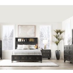 Black Wood Bedroom Furniture Set 