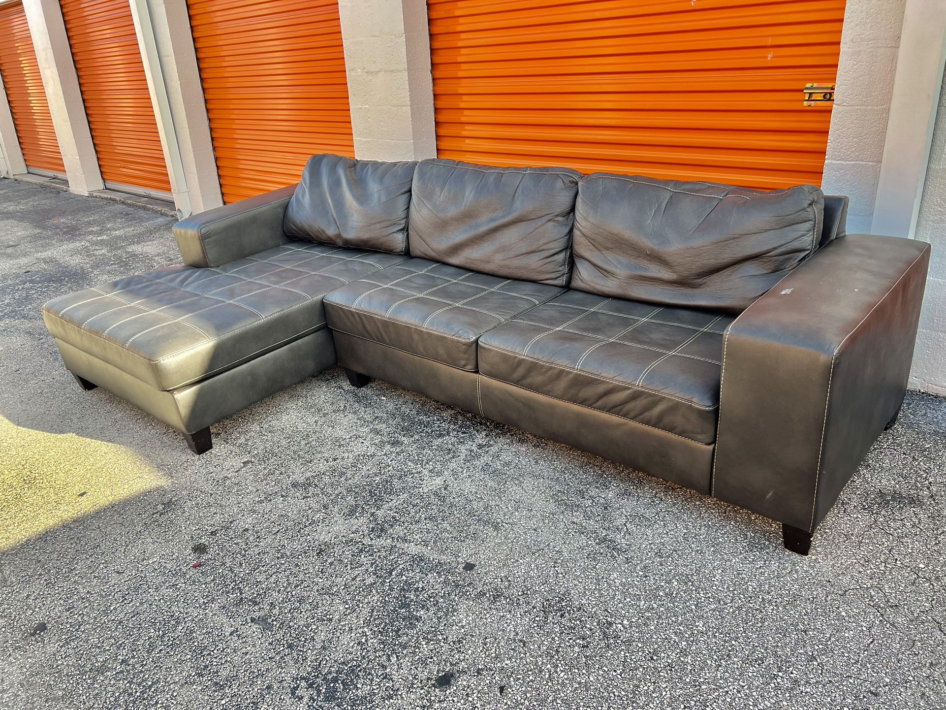 Gray Leather Sectional Couch