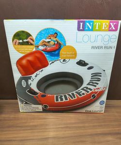 Intex River Run 1 Person Inflatable Durable Tube Floating Lounge - Red, 53"