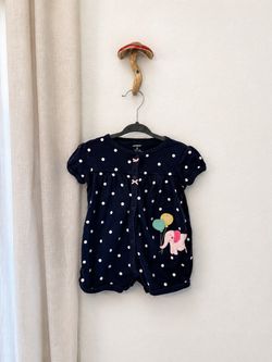 Carter’s Navy Blue Baby Girls Dotted Romper – Size 9 Months